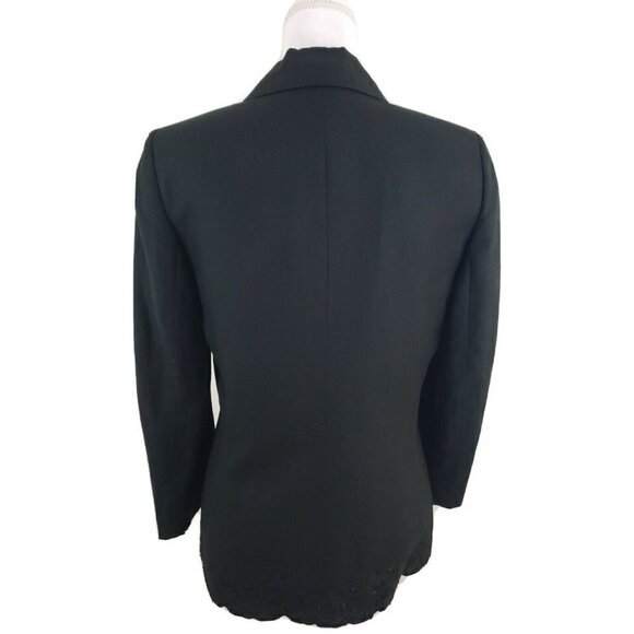 Kasper ~Woman Size 4~ Black Linen Blend Jacket Blazer Lined, Embroidered NWOT - Picture 3 of 12